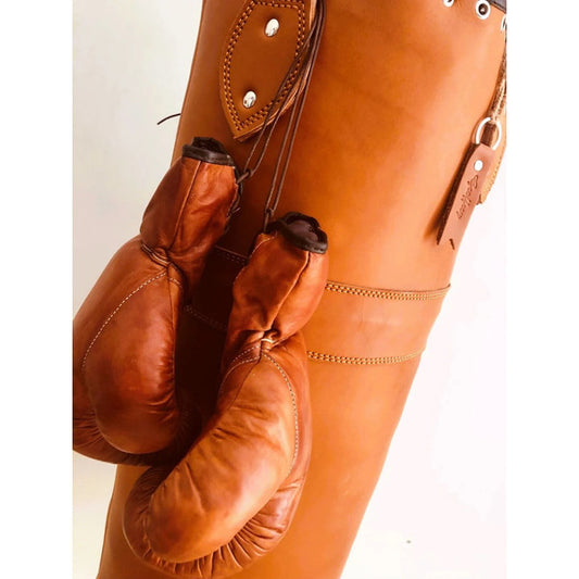 Vintage training leather punching bag with retro style boxing gloves Best Birthday Gift Christmas Gift gift for him