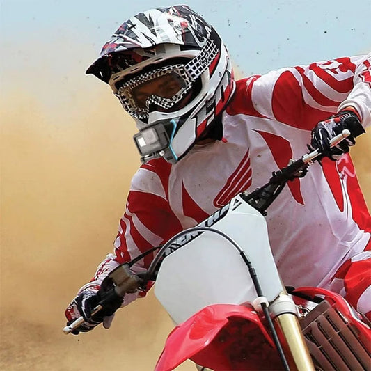 Helmet GoPro Holder with Front Chin Brace – Secure Motorcycle Accessories for Action Cameras