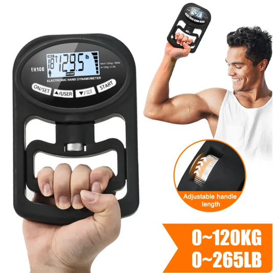 Digital Hand Grip Strength Tester 120Kg / 265Lbs, USB Dynamometer Meter with LCD Screen for Sport Power Training