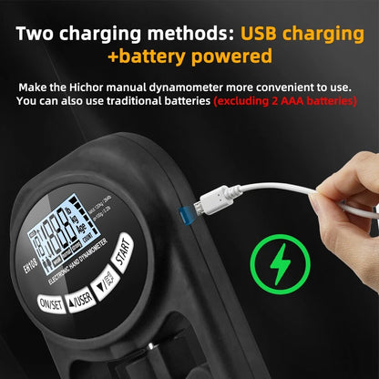 Digital Hand Grip Strength Tester 120Kg / 265Lbs, USB Dynamometer Meter with LCD Screen for Sport Power Training