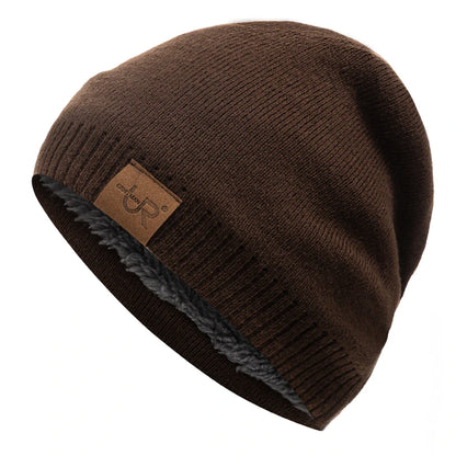 Label Winter Hat – Solid Color Knitted Beanie for Outdoor Sports & Cold Weather