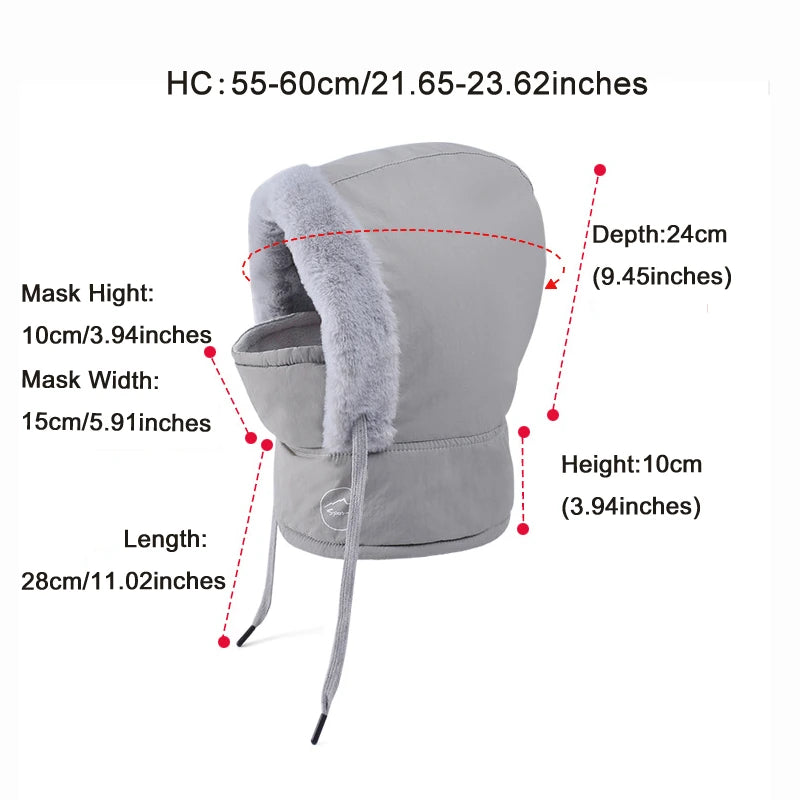 Knitting Breathable Winter Women's Balaclava Hat, Unisex Plush Balaclava, Warm Neck Scarf with Face Mask for Sports.