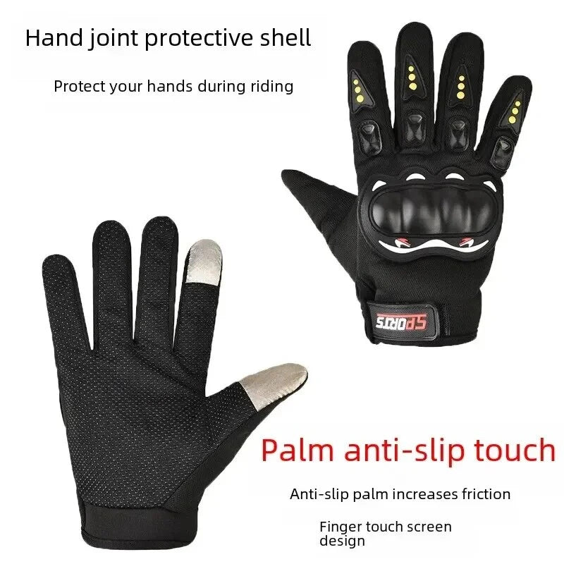 Men Full-Finger Motorcycle Gloves Touch Screen Compatible Anti-Fall Off-Road Cycling Protection Outdoor Sports Gear